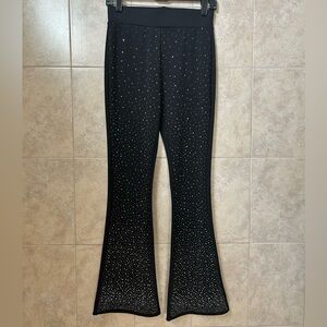 Black Flared Pants with Silver Accents